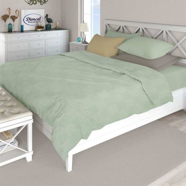 DIMcol Κουβέρτα Πικέ Μονόχρωμη 165X250 Φυστικί 100% Cotton