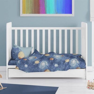 DIMcol Πάπλωμα Εμπριμέ bebe Milky Way 185 120X160 Blue 100% Cotton