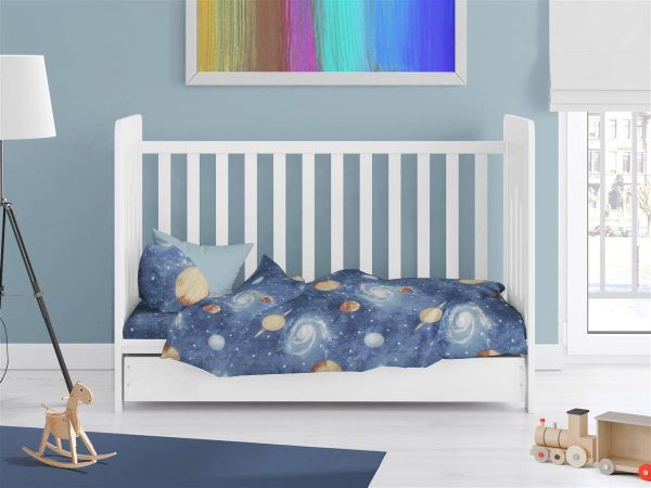 DIMcol Πάπλωμα Εμπριμέ bebe Milky Way 185 120X160 Blue 100% Cotton