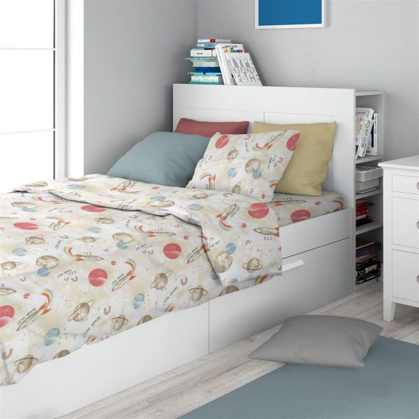 DIMcol Σεντόνια Εμπριμέ Σετ 2 τεμ kids Spaceship 186 160X240 Beige 100% Cotton