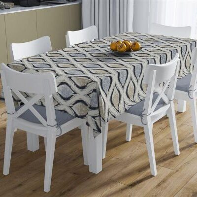 DIMcol Αλέκιαστο Σετ 2 τεμ (Τραπ/λο 140X140 & Τραβέρσα 40X140) Cyclops 461 Blue 70/30 Cott/Pol