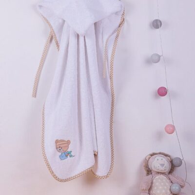 DIMcol ΚΑΠΑ ΒΡΕΦ Cotton 100% 75X85 HAPPY BEARS 21 ΛΕΥΚΟ/ΜΠΕΖ - Image 2