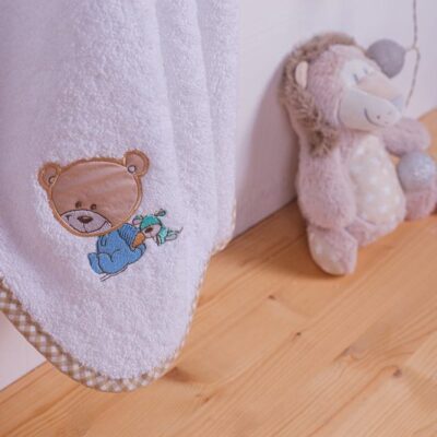 DIMcol ΚΑΠΑ ΒΡΕΦ Cotton 100% 75X85 HAPPY BEARS 21 ΛΕΥΚΟ/ΜΠΕΖ - Image 3