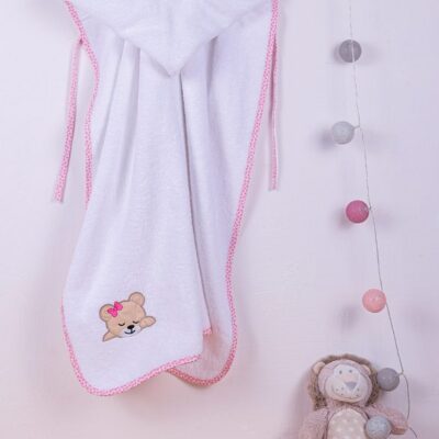 DIMcol ΚΑΠΑ ΒΡΕΦ Cotton 100% 75X85 SLEEPING BEARS CUB 12 ΛΕΥΚΟ/ΡΟΖ - Image 2
