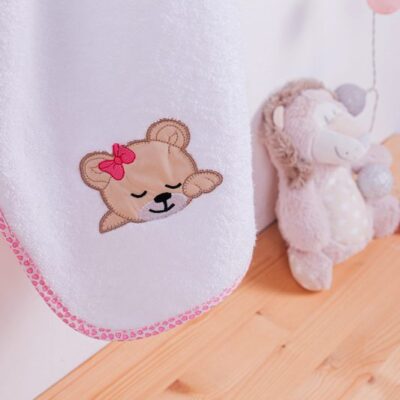 DIMcol ΚΑΠΑ ΒΡΕΦ Cotton 100% 75X85 SLEEPING BEARS CUB 12 ΛΕΥΚΟ/ΡΟΖ - Image 3