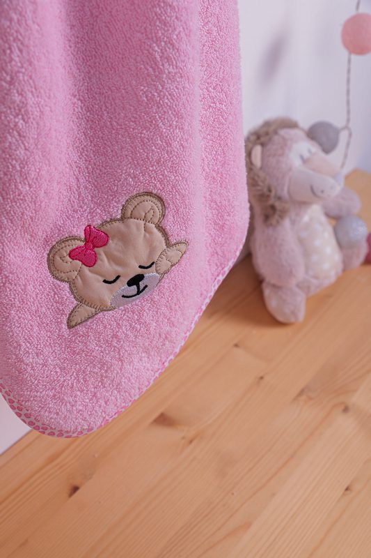 DIMcol ΚΑΠΑ ΒΡΕΦ Cotton 100% 75X85 SLEEPING BEARS CUB 14 ΡΟΖ - Image 3