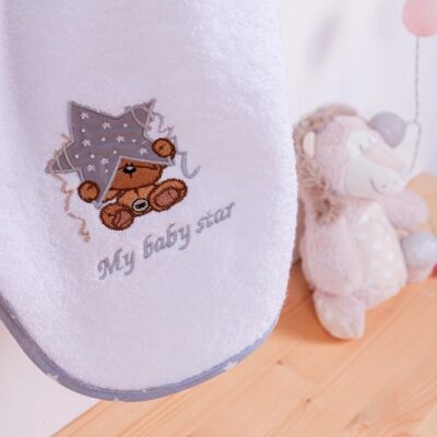 DIMcol ΚΑΠΑ ΒΡΕΦ Cotton 100% 75X85 ΑΣΤΕΡΙ 124 ΛΕΥΚΟ/ΓΚΡΙ - Image 3