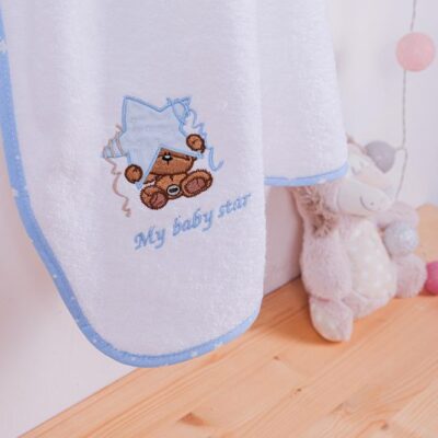 DIMcol ΚΑΠΑ ΒΡΕΦ Cotton 100% 75X85 ΑΣΤΕΡΙ 127 ΛΕΥΚΟ/ΣΙΕΛ - Image 3