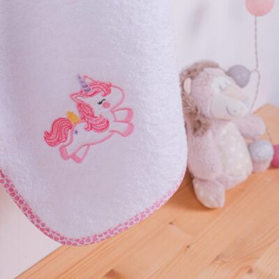 DIMcol ΚΑΠΑ ΒΡΕΦ Cotton 100% 75X85 UNICORN 42 ΛΕΥΚΟ/ΡΟΖ - Image 3