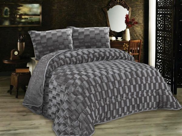 DIMcol Κουβερτοπάπλωμα με εφέ Fleece 750 gsm 1940 Grey 220Χ240 100% Polyester