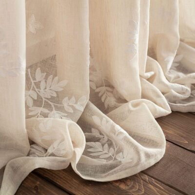 Κουρτίνα με τρουκς 140x280cm GOFIS HOME  Leaf Beige AW24 532/06 - Image 3