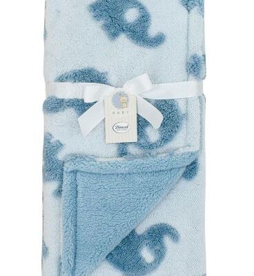 DIMcol Κουβέρτα Sherpa Jacquard bebe 460 gsm Elephant 08 75X100 Sky Blue 100% Polyester
