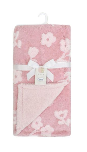 DIMcol Κουβέρτα Sherpa Jacquard bebe 460 gsm Flower 09 75X100 Coral 100% Polyester