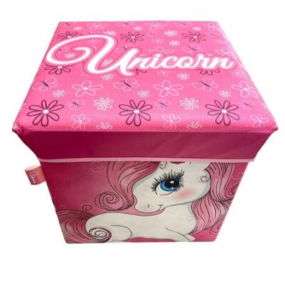 DIMcol Κουτί-Σκαμπό Unicorn 10 30X30X30 Pink 100% Polyester - Image 2