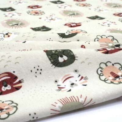 DIMcol Πάνα Χασέ bebe Big Cats 27 80X80 Light Olive 100% Cotton