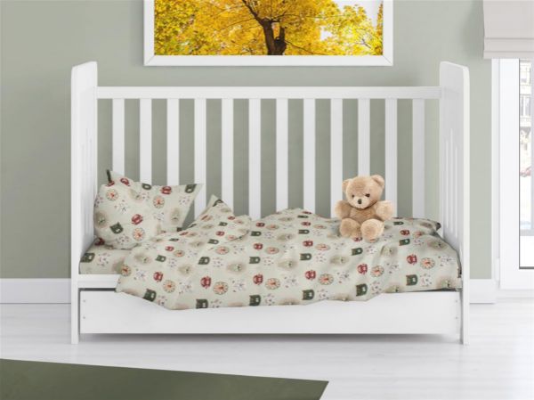 DIMcol Πάπλωμα Εμπριμέ bebe Big Cats 27 120X160 Light Olive 100% Cotton