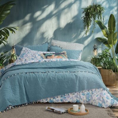NEF-NEF ΚΟΥΒΕΡΛΙ ΥΠΕΡΔΙΠΛΟ FERAGGIO BLUE 230X240 NEF-NEF HOMEWARE, ΥΦΑΣΜΑ:100%BAMB-ΕΣΩΤ:100%ΠΟΛ