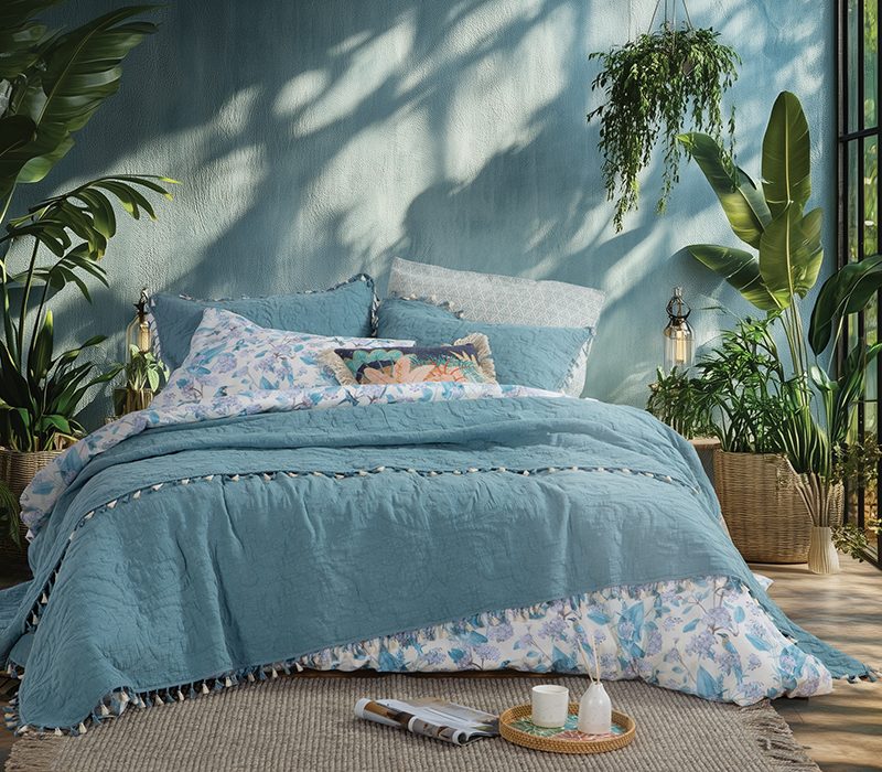 NEF-NEF ΚΟΥΒΕΡΛΙ ΥΠΕΡΔΙΠΛΟ FERAGGIO BLUE 230X240 NEF-NEF HOMEWARE, ΥΦΑΣΜΑ:100%BAMB-ΕΣΩΤ:100%ΠΟΛ