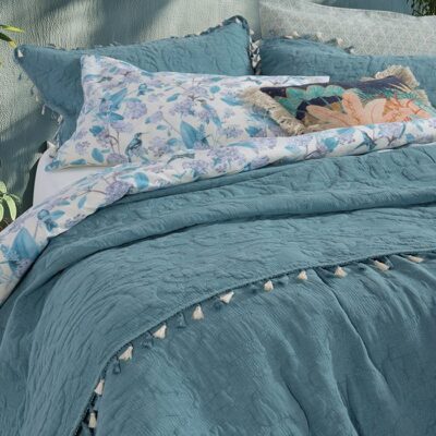 NEF-NEF ΚΟΥΒΕΡΛΙ ΥΠΕΡΔΙΠΛΟ FERAGGIO BLUE 230X240 NEF-NEF HOMEWARE, ΥΦΑΣΜΑ:100%BAMB-ΕΣΩΤ:100%ΠΟΛ - Image 2