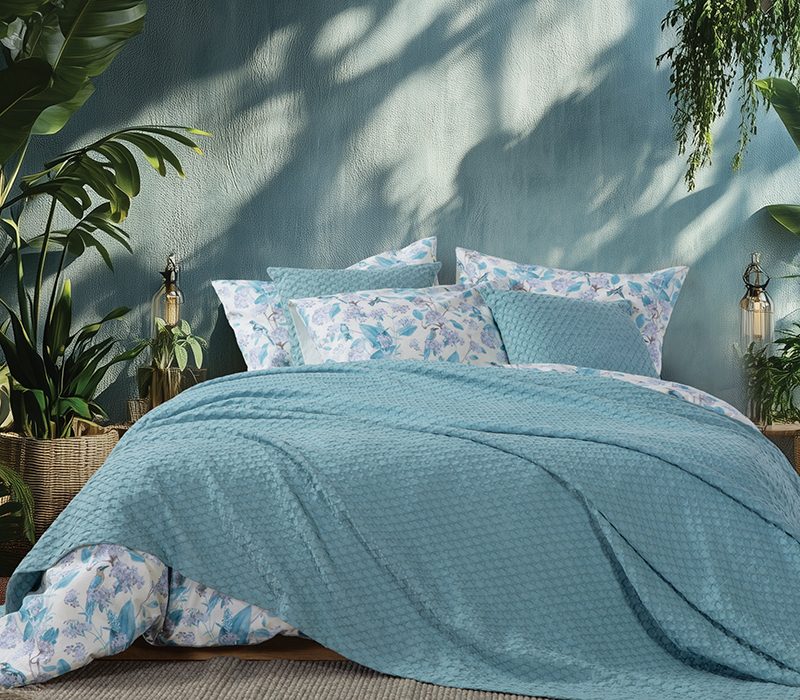 NEF-NEF ΚΟΥΒΕΡΤΑ ΠΙΚΕ ΥΠΕΡΔΙΠΛΗ ELMER BLUE 230X240 NEF-NEF HOMEWARE, 100% ΒΑΜΒΑΚΙ