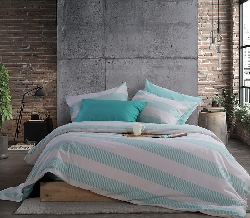 NEF-NEF ΣΕΤ ΣΕΝΤΟΝΙΑ ΒΑΜΒΑΚΕΡΑ ΥΠΕΡΔΙΠΛΑ CASUAL STRIPE ΜΕ ΛΑΣΤΙΧΟ  NEF-NEF HOMEWARE, 100% ΒΑΜΒΑΚΙ - Image 2
