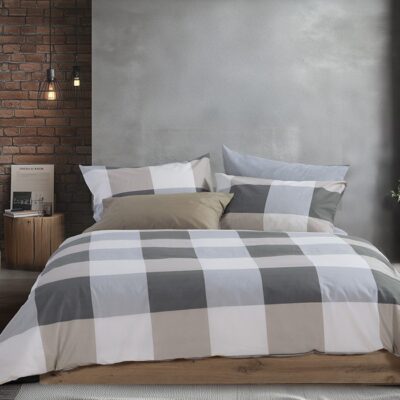 NEF-NEF ΣΕΤ ΣΕΝΤΟΝΙΑ ΒΑΜΒΑΚΕΡΑ KING SIZE ΜΕ ΛΑΣΤΙΧΟ CASUAL CHECK  NEF-NEF HOMEWARE, 100% ΒΑΜΒΑΚΙ