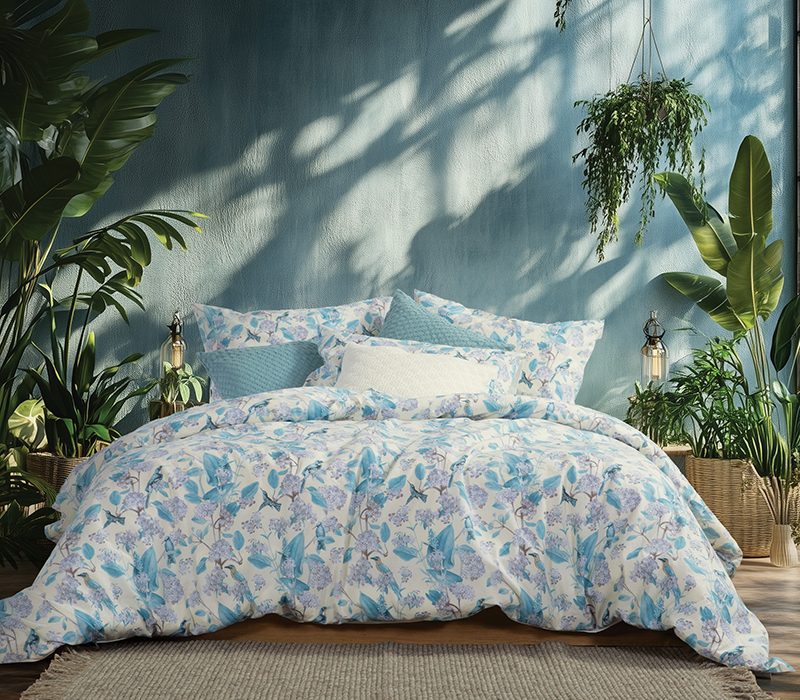 NEF-NEF ΣΕΤ ΣΕΝΤΟΝΙΑ ΒΑΜΒΑΚΕΡΑ KING SIZE ΜΕ ΛΑΣΤΙΧΟ DREAM ON BLUE NEF-NEF HOMEWARE, 100% ΒΑΜΒΑΚΙ