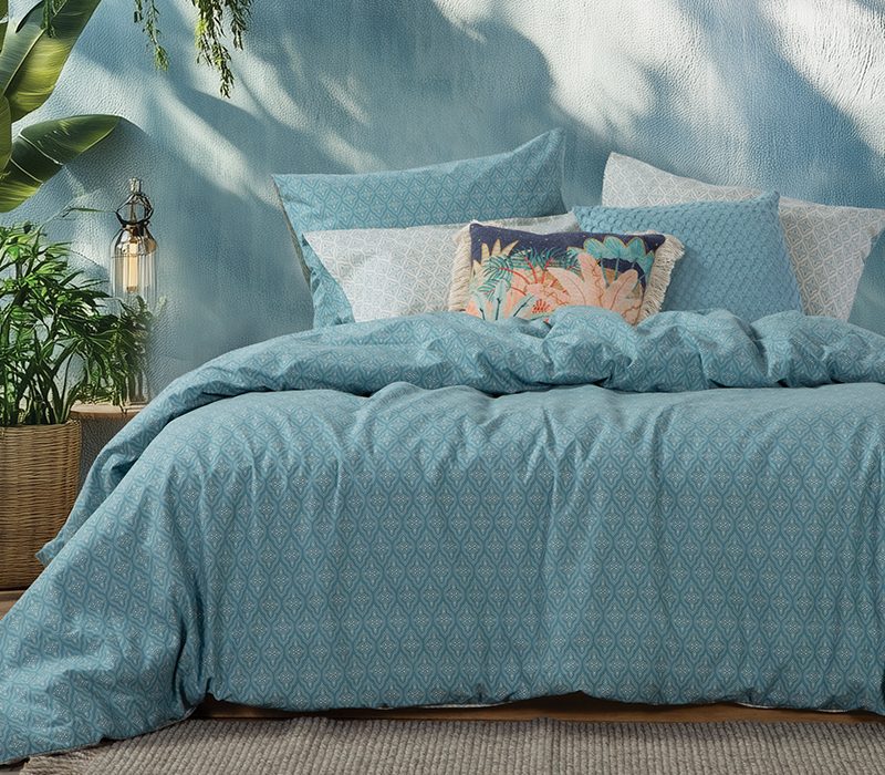 NEF-NEF ΣΕΤ ΣΕΝΤΟΝΙΑ ΒΑΜΒΑΚΕΡΑ KING SIZE ΜΕ ΛΑΣΤΙΧΟ SORENTO BLUE NEF-NEF HOMEWARE, 100% ΒΑΜΒΑΚΙ