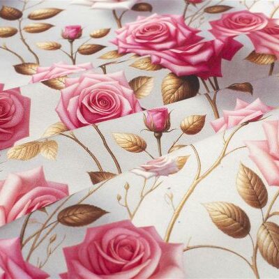 Αλέκιαστο Καρέ Ψηφιακής Εκτύπωσης Roses 465 90X90 Grey-Pink 70/30 Cott/Pol - Image 2