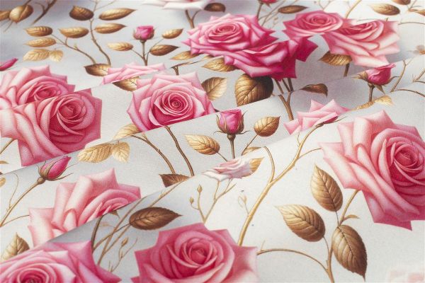Αλέκιαστο Σετ 2 τεμ Τραπεζομάντηλο Ψηφιακής Εκτύπωσης Roses 465 140X140 & Τραβέρσα 40X140 Grey-Pink 70/30 Cott/Pol - Image 2
