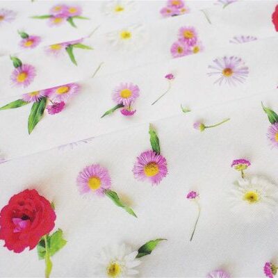 Αλέκιαστο Καρέ Ψηφιακής Εκτύπωσης Daisies 463 90X90 White-Pink 70/30 Cott/Pol - Image 2