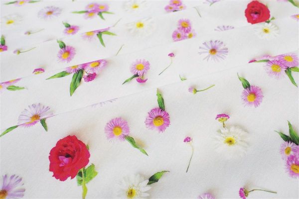 Αλέκιαστο Τραπεζομάντηλο Ψηφιακής Εκτύπωσης Daisies 463 180X300 White-Pink 70/30 Cott/Pol - Image 2