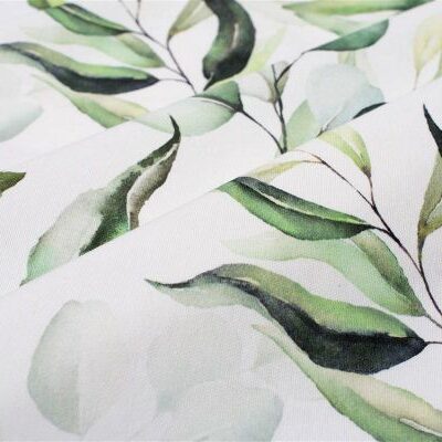 Αλέκιαστο Καρέ Ψηφιακής Εκτύπωσης Green Leaves 462 90X90 White-Green 70/30 Cott/Pol - Image 2