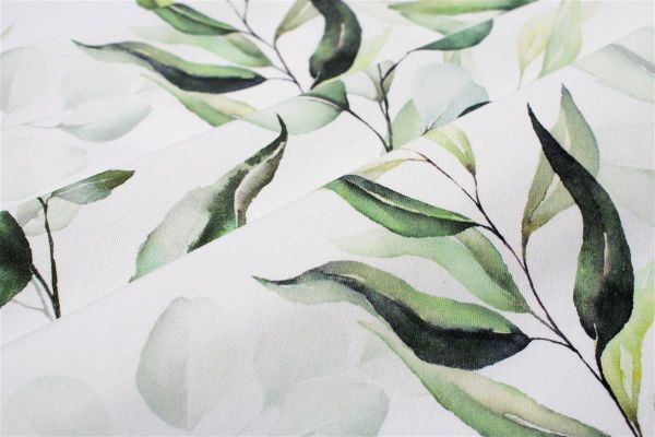 Αλέκιαστο Τραπεζομάντηλο Ψηφιακής Εκτύπωσης Green Leaves 462 140X180 White-Green 70/30 Cott/Pol - Image 2