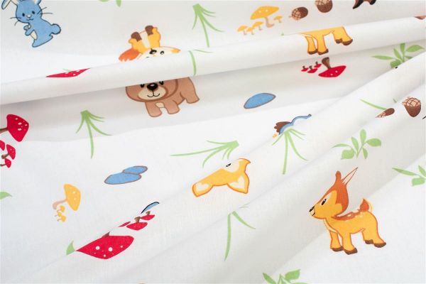 DIMcol Πάνα Χασέ bebe Forest Animals 570 80X80 White-Sky Blue 100% Cotton