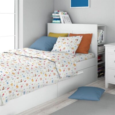 DIMcol Σεντόνια Εμπριμέ Σετ 2 τεμ kids Forest Animals 570 160X240 White-Sky Blue 100% Cotton