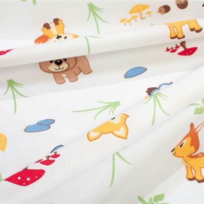 DIMcol Σεντόνια Εμπριμέ Σετ 3 τεμ bebe Forest Animals 570 120X160 White-Sky Blue 100% Cotton - Image 2