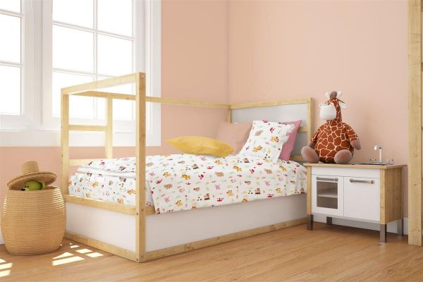 DIMcol Πάπλωμα Εμπριμέ bebe Forest Animals 571 120X160 White-Pink 100% Cotton