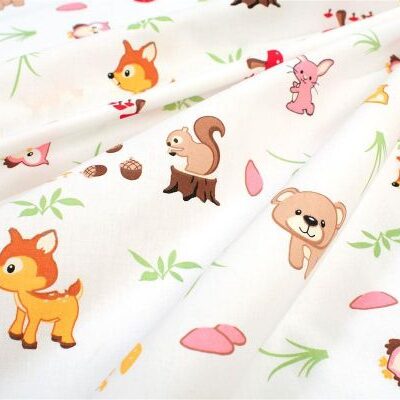 DIMcol Σεντόνια Εμπριμέ Σετ 3 τεμ bebe Forest Animals 571 120X160 White-Pink 100% Cotton - Image 2