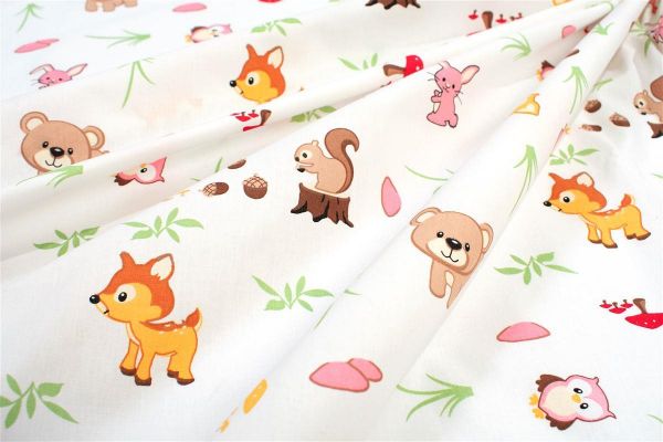 DIMcol Σεντόνια Εμπριμέ Σετ 3 τεμ bebe Forest Animals 571 120X160 White-Pink 100% Cotton - Image 2