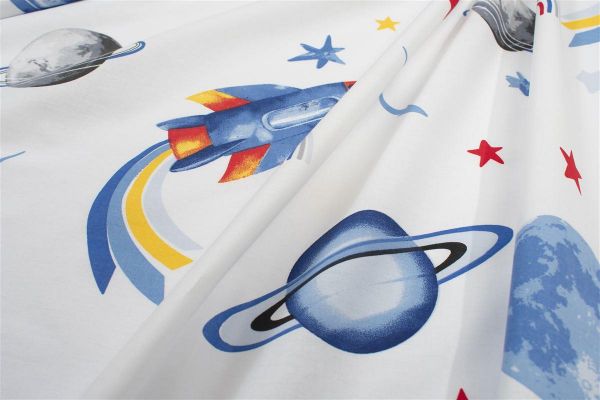 DIMcol Σεντόνια Εμπριμέ Σετ 3 τεμ bebe Space Mission 184 120X160 White-Blue 100% Cotton - Image 2