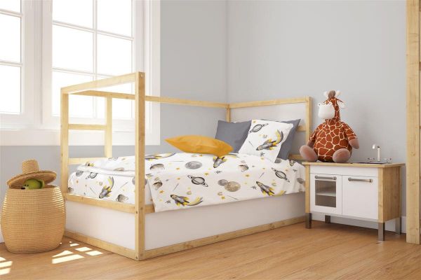 DIMcol Πάπλωμα Εμπριμέ bebe Space Mission 183 120X160 White-Grey 100% Cotton