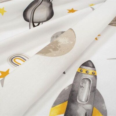 DIMcol Σεντόνια Εμπριμέ Σετ 3 τεμ bebe Space Mission 183 120X160 White-Grey 100% Cotton - Image 2