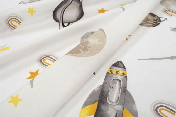 DIMcol Σεντόνια Εμπριμέ Σετ 3 τεμ bebe Space Mission 183 120X160 White-Grey 100% Cotton - Image 2