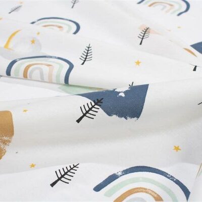 DIMcol Πάνα Χασέ bebe Rainbow 574 80X80 White-Blue 100% Cotton