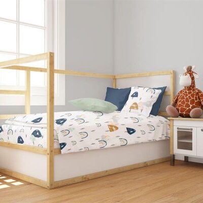 DIMcol Πάπλωμα Εμπριμέ bebe Rainbow 574 120X160 White-Blue 100% Cotton