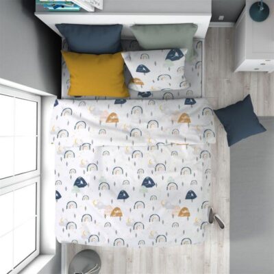 DIMcol Παπλωματοθήκη Εμπριμέ kids Rainbow 574 160X240 White-Blue 100% Cotton