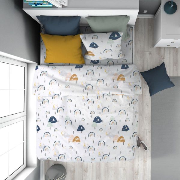 DIMcol Παπλωματοθήκη Εμπριμέ kids Rainbow 574 160X240 White-Blue 100% Cotton
