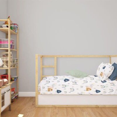 DIMcol Σεντόνια Εμπριμέ Σετ 3 τεμ bebe Rainbow 574 120X160 White-Blue 100% Cotton