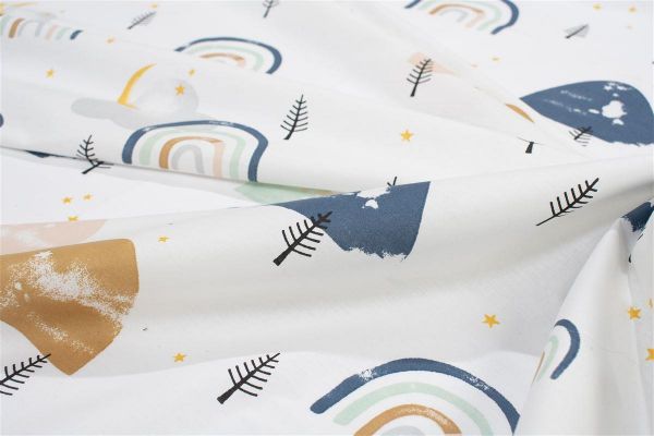 DIMcol Σεντόνια Εμπριμέ Σετ 3 τεμ bebe Rainbow 574 120X160 White-Blue 100% Cotton - Image 2